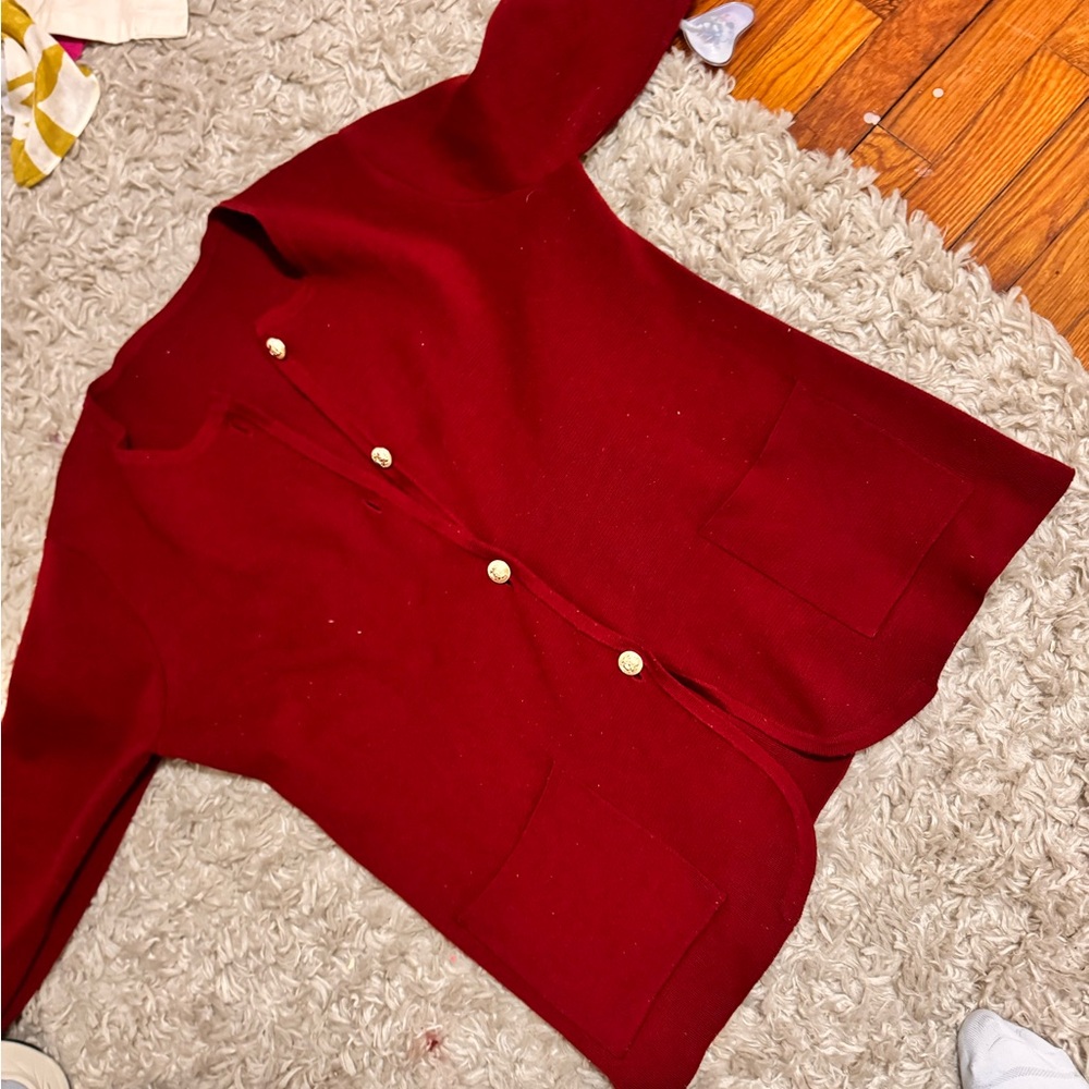 Elegant Burgundy Button-Up Cardigan